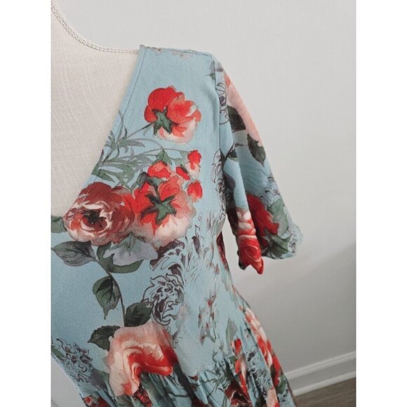 Soft Surroundings First Blooms Rose Floral V-Neck Tiered Pullover Maxi Dress M - Picture 4 of 12